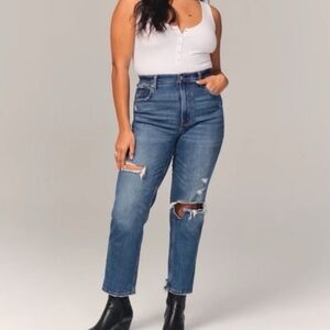 Abercrombie & Fitch The Ankle straight Ultra high-rise distressed jeans Sz 4